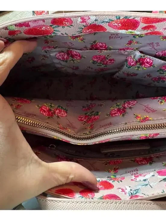 Betsey Johnson Pink Tote Bag with Floral Accent Scarf - Picture 6 of 6